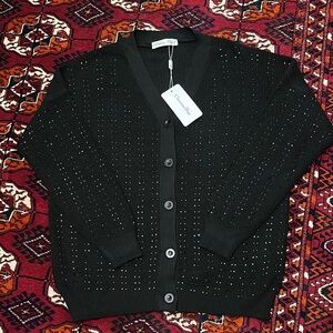 🌺🌺NWT Dior Black Women's cardigan bottom down with sparkly decoration size L